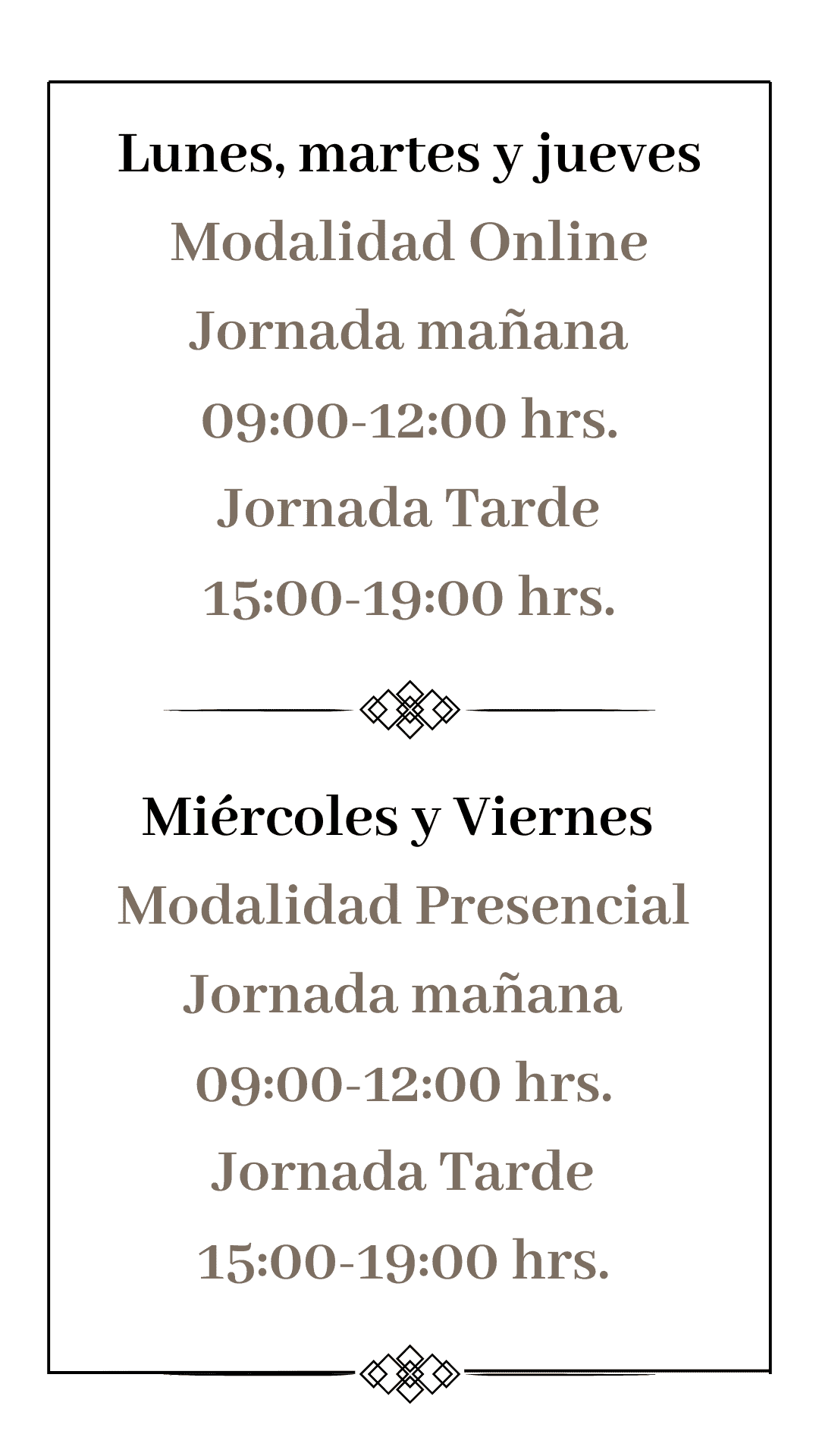 Horario de semana