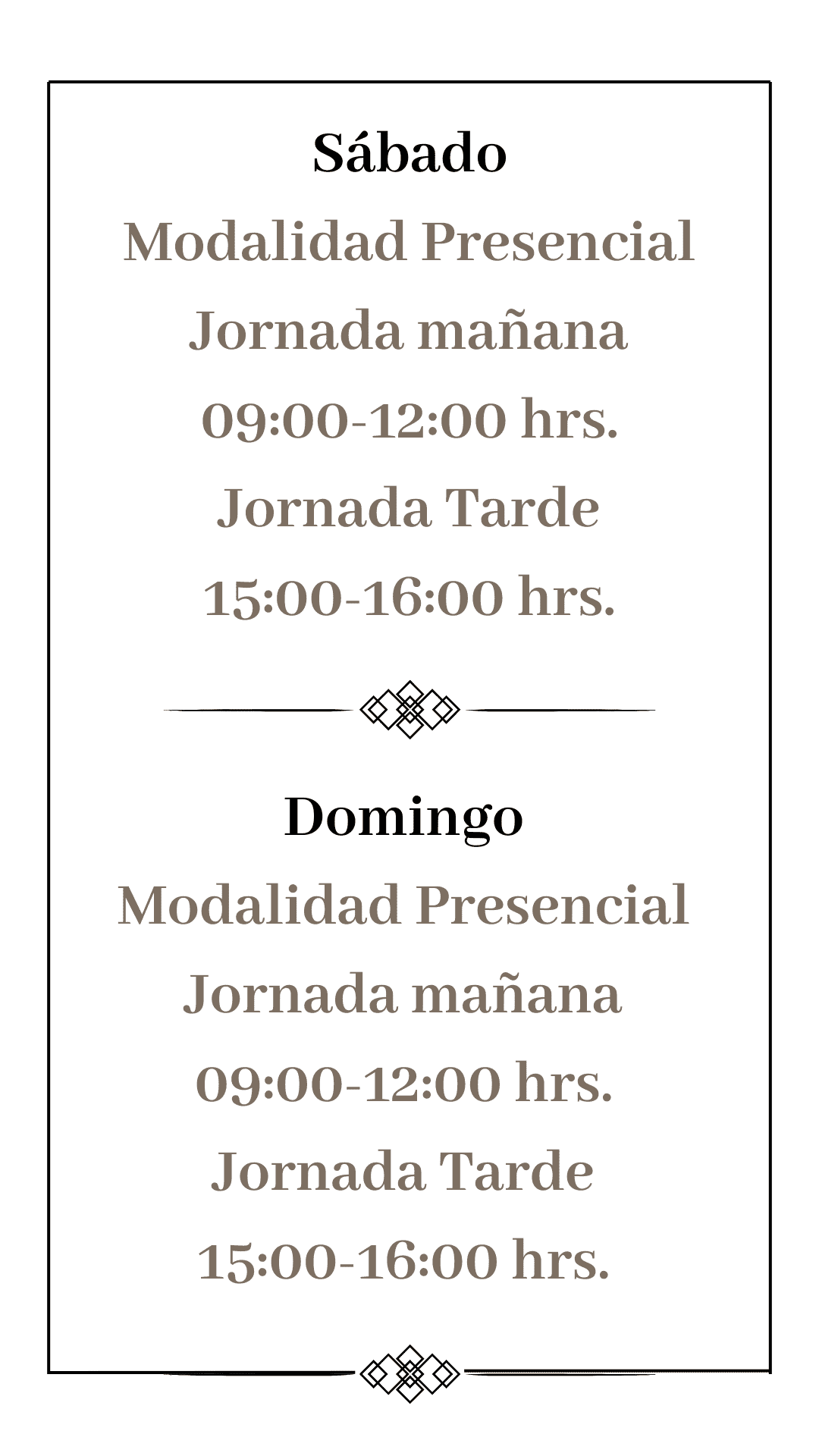 horario de fin de semana